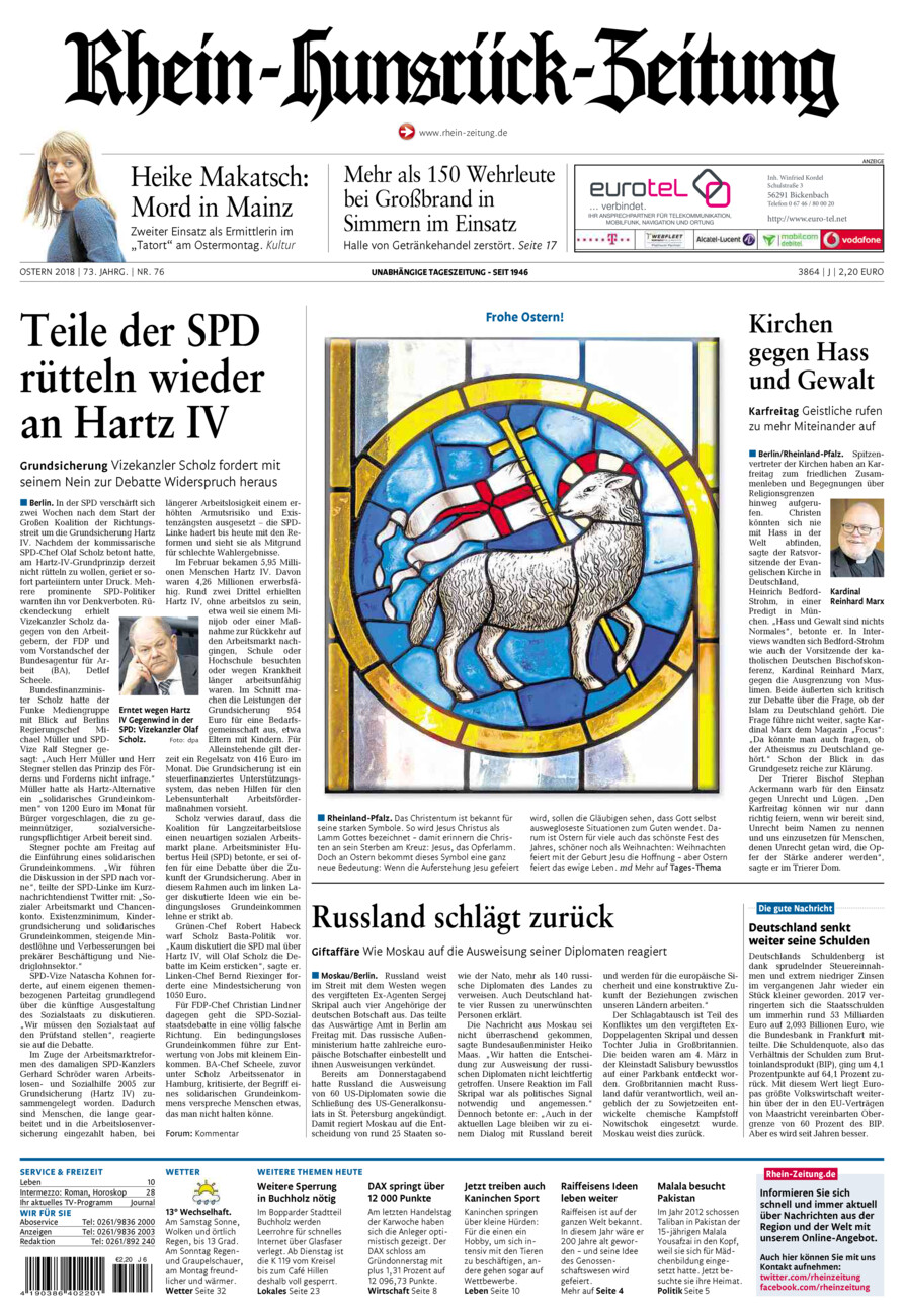 Rhein-Hunsrück-Zeitung vom Samstag, 31.03.2018