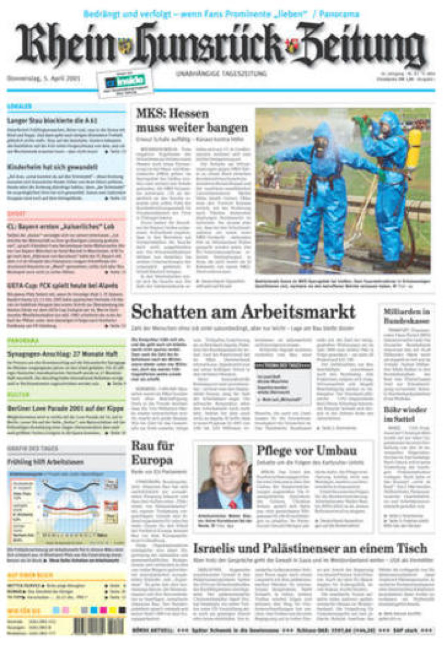 Rhein-Hunsrück-Zeitung vom Donnerstag, 05.04.2001