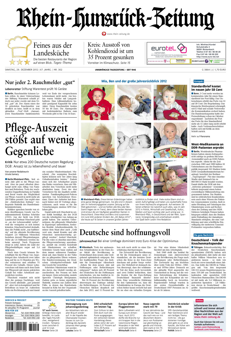 Rhein-Hunsrück-Zeitung vom Samstag, 29.12.2012