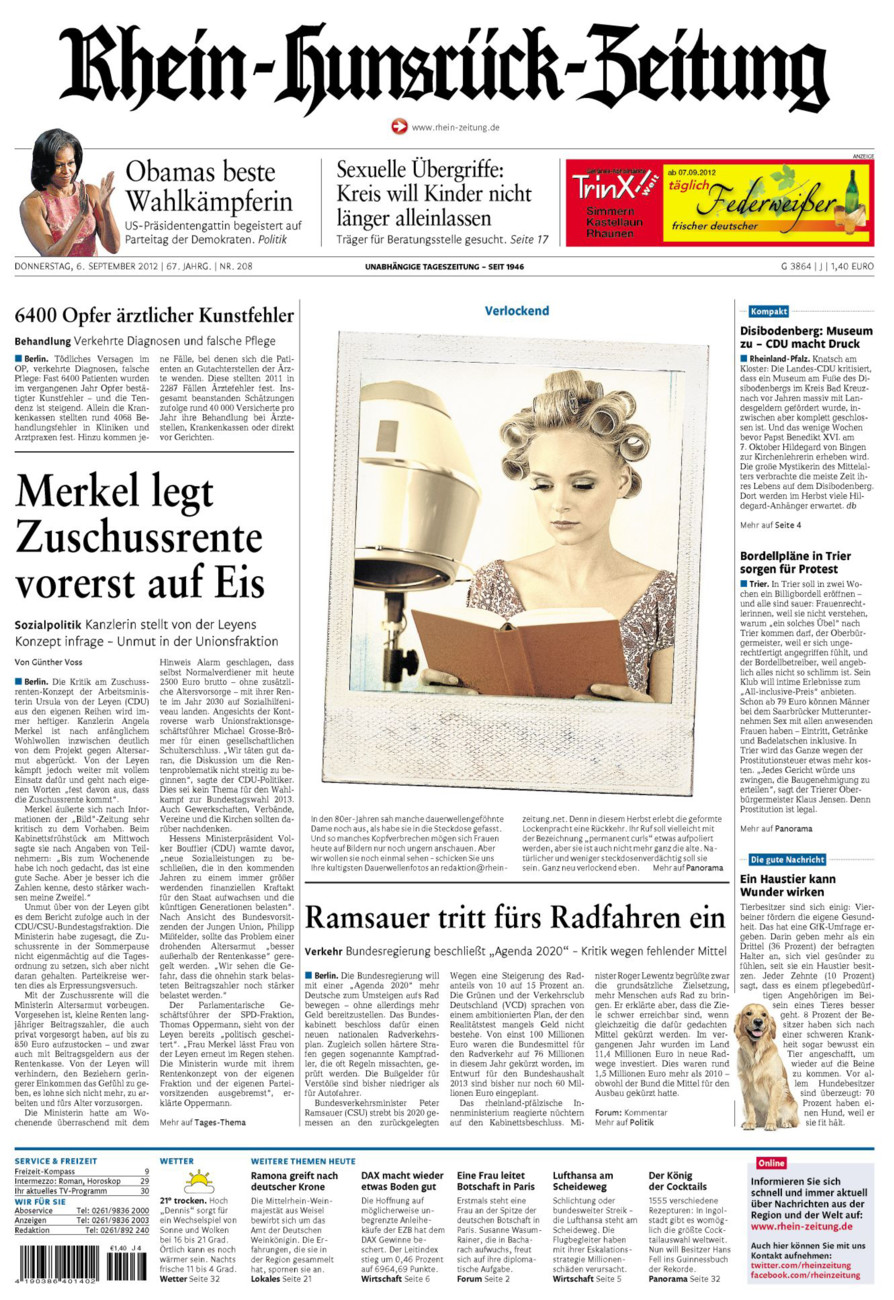 Rhein-Hunsrück-Zeitung vom Donnerstag, 06.09.2012