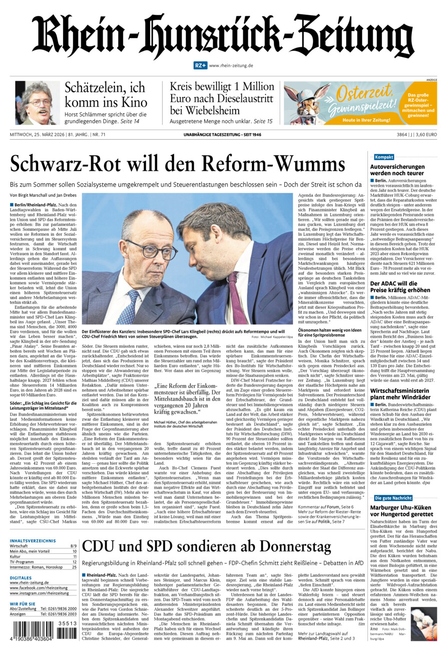 Rhein-Hunsrück-Zeitung vom Mittwoch, 25.03.2026