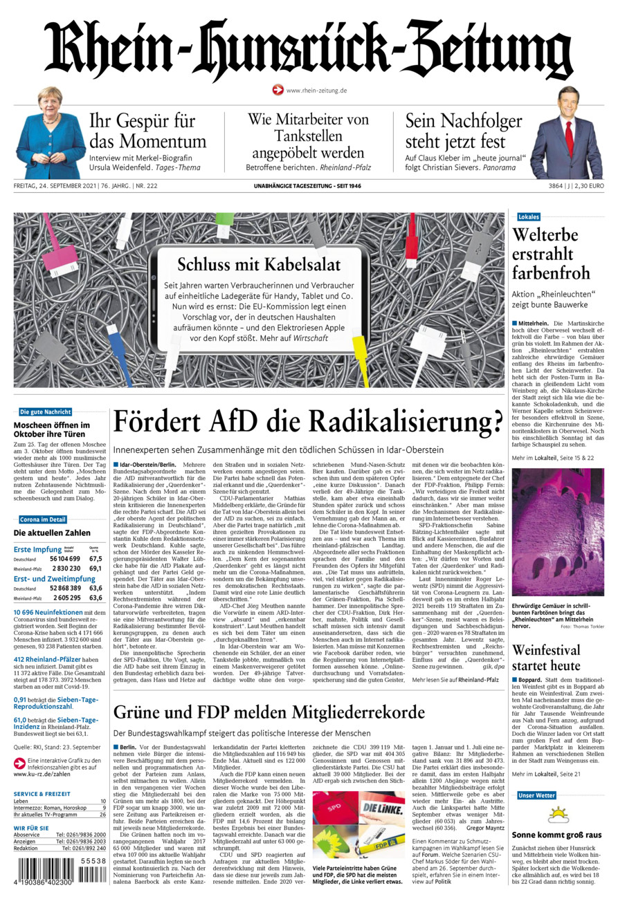 Rhein-Hunsrück-Zeitung vom Freitag, 24.09.2021