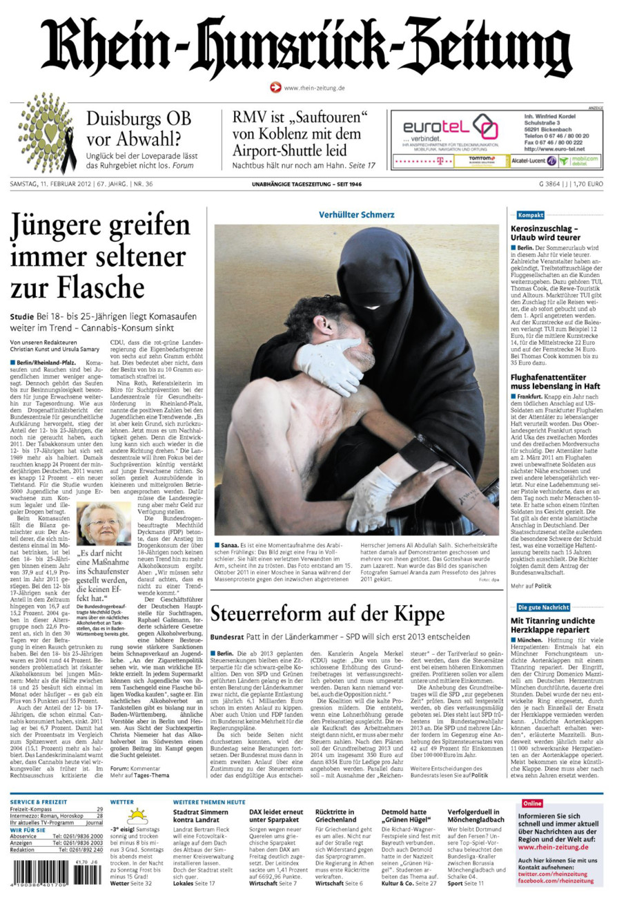 Rhein-Hunsrück-Zeitung vom Samstag, 11.02.2012