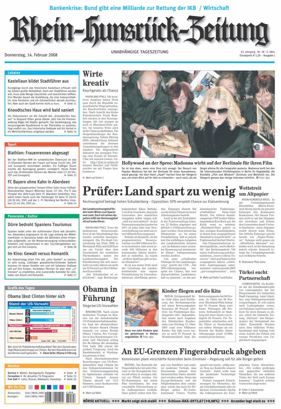 Rhein-Hunsrück-Zeitung vom Donnerstag, 14.02.2008