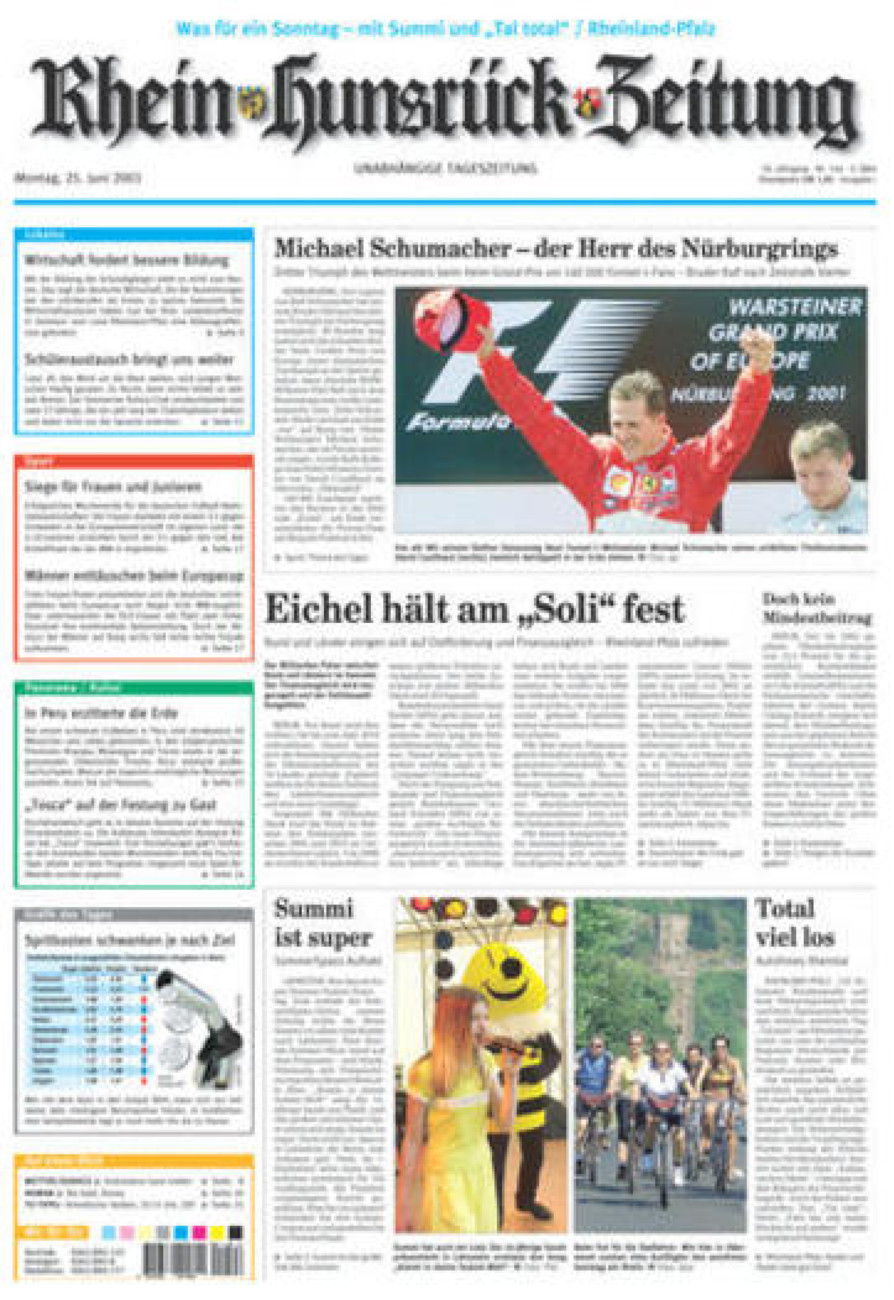 Rhein-Hunsrück-Zeitung vom Montag, 25.06.2001