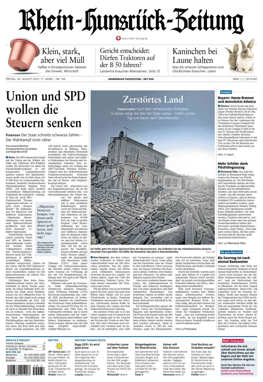 Rhein-Hunsrück-Zeitung vom Freitag, 26.08.2016