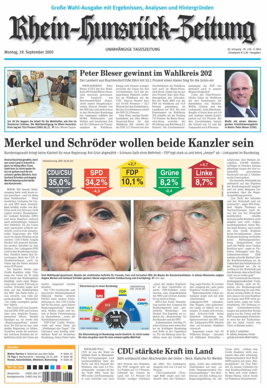 Rhein-Hunsrück-Zeitung vom Montag, 19.09.2005