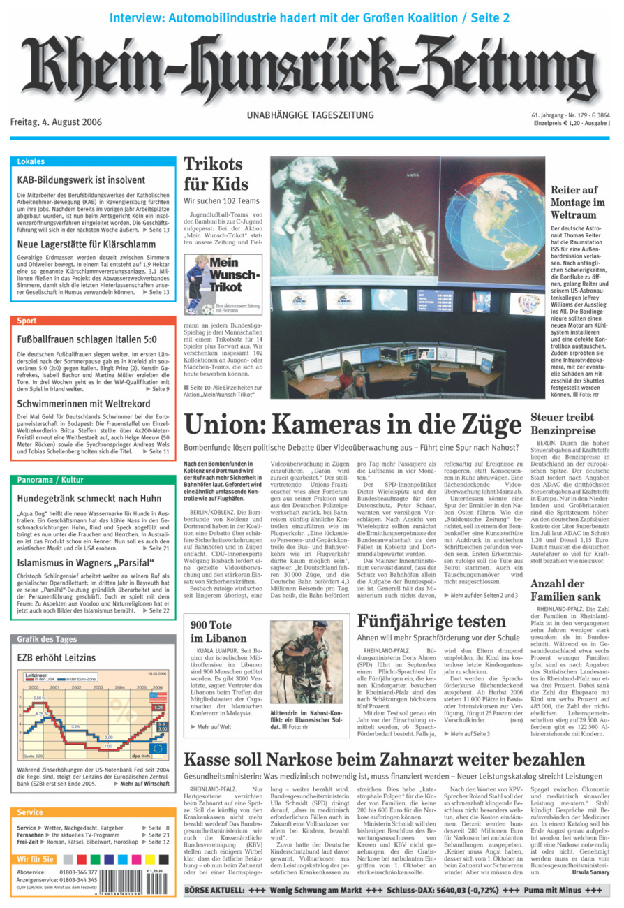 Rhein-Hunsrück-Zeitung vom Freitag, 04.08.2006