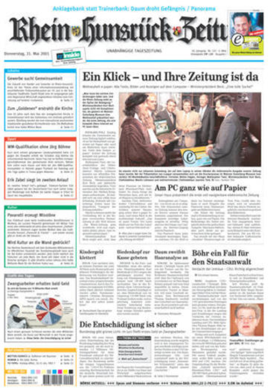 Rhein-Hunsrück-Zeitung vom Donnerstag, 31.05.2001