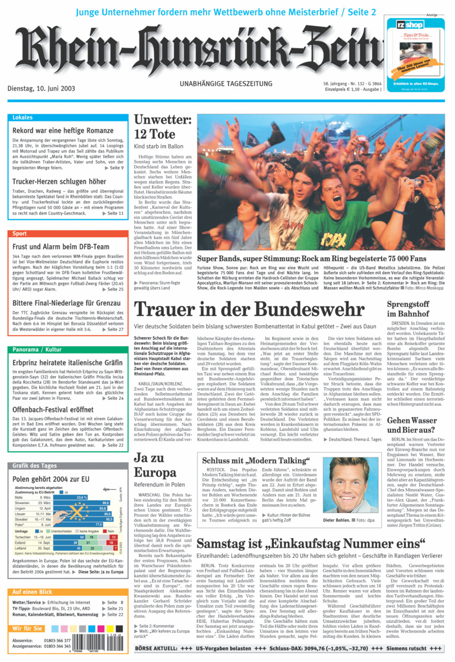 Rhein-Hunsrück-Zeitung vom Dienstag, 10.06.2003