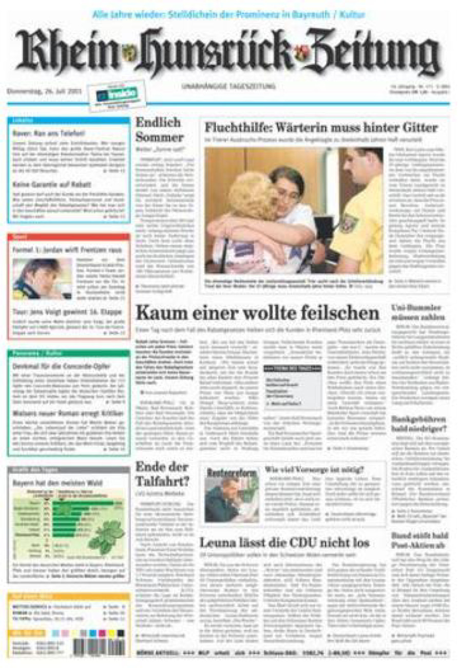 Rhein-Hunsrück-Zeitung vom Donnerstag, 26.07.2001
