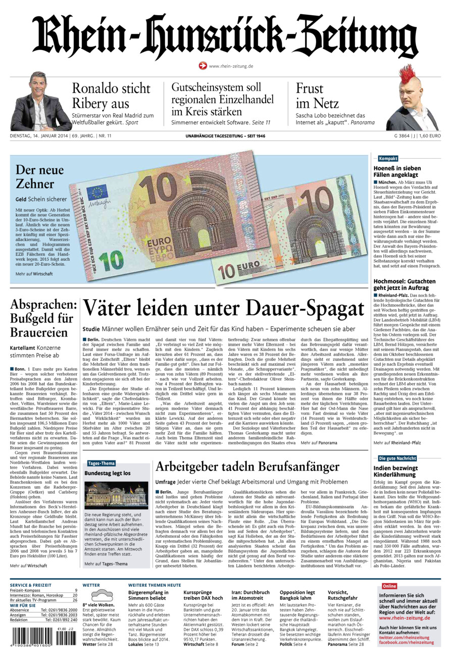 Rhein-Hunsrück-Zeitung vom Dienstag, 14.01.2014
