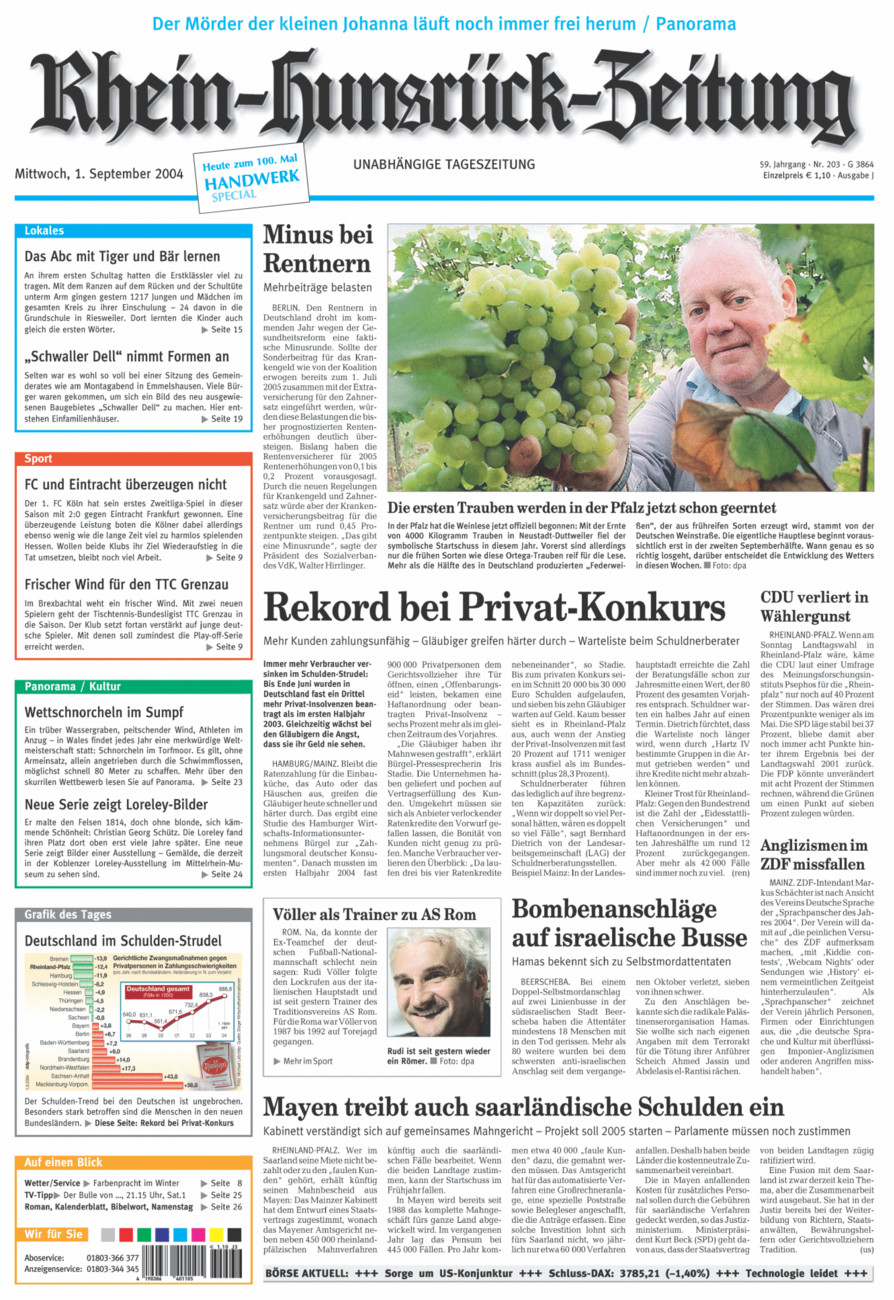 Rhein-Hunsrück-Zeitung vom Mittwoch, 01.09.2004