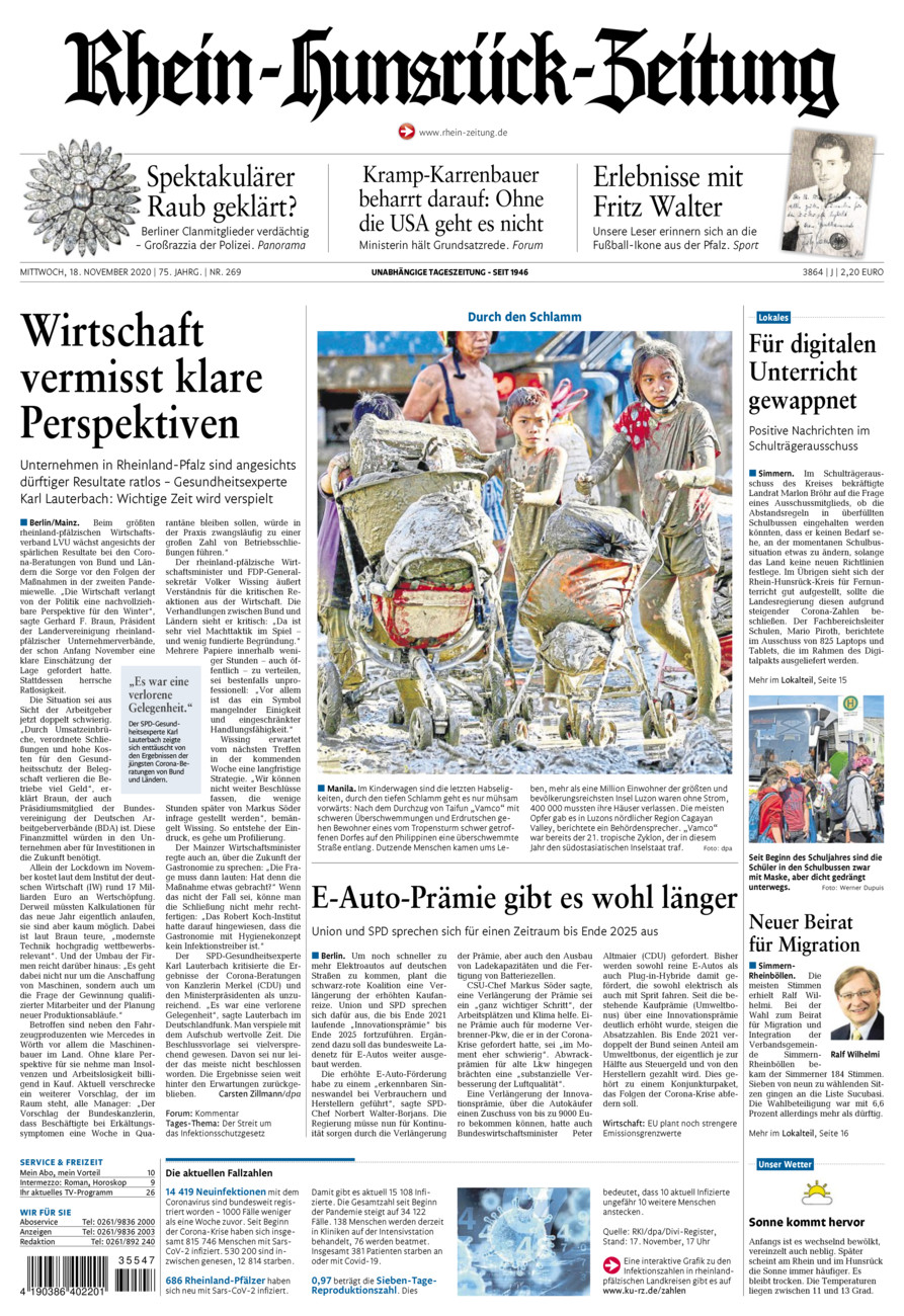 Rhein-Hunsrück-Zeitung vom Mittwoch, 18.11.2020
