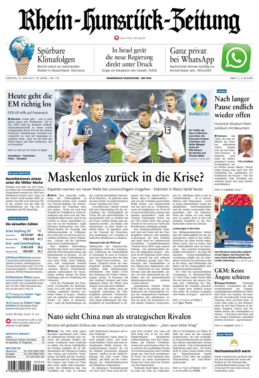 Rhein-Hunsrück-Zeitung vom Dienstag, 15.06.2021