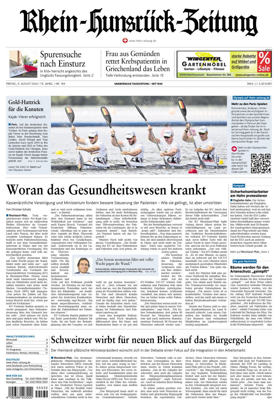 Rhein-Hunsrück-Zeitung vom Freitag, 09.08.2024