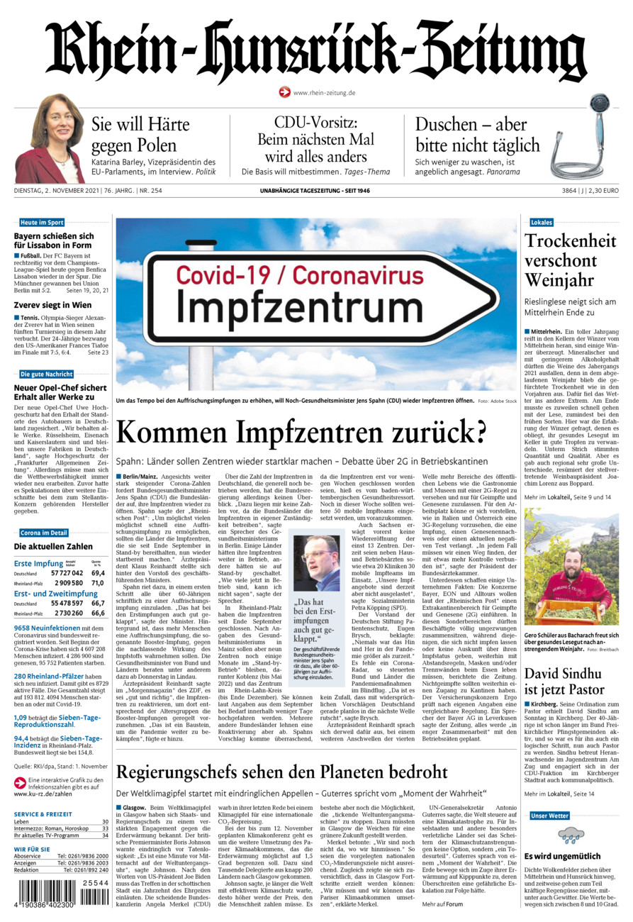 Rhein-Hunsrück-Zeitung vom Dienstag, 02.11.2021