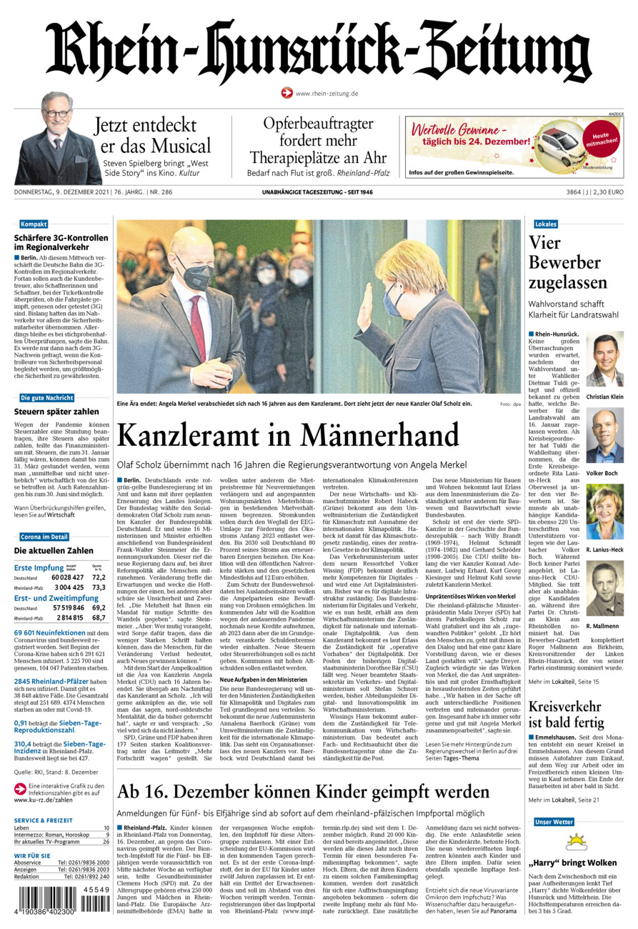 Rhein-Hunsrück-Zeitung vom Donnerstag, 09.12.2021