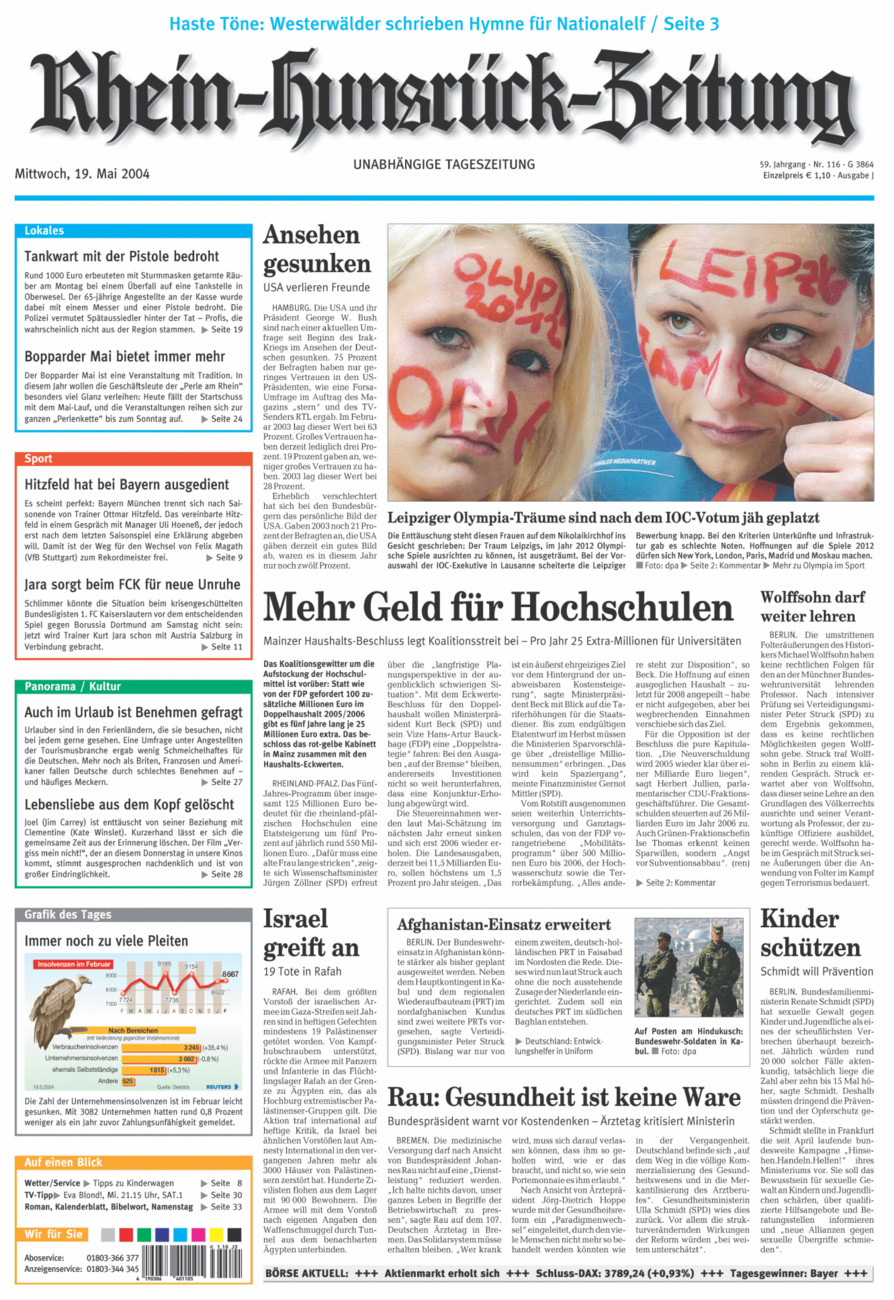 Rhein-Hunsrück-Zeitung vom Mittwoch, 19.05.2004