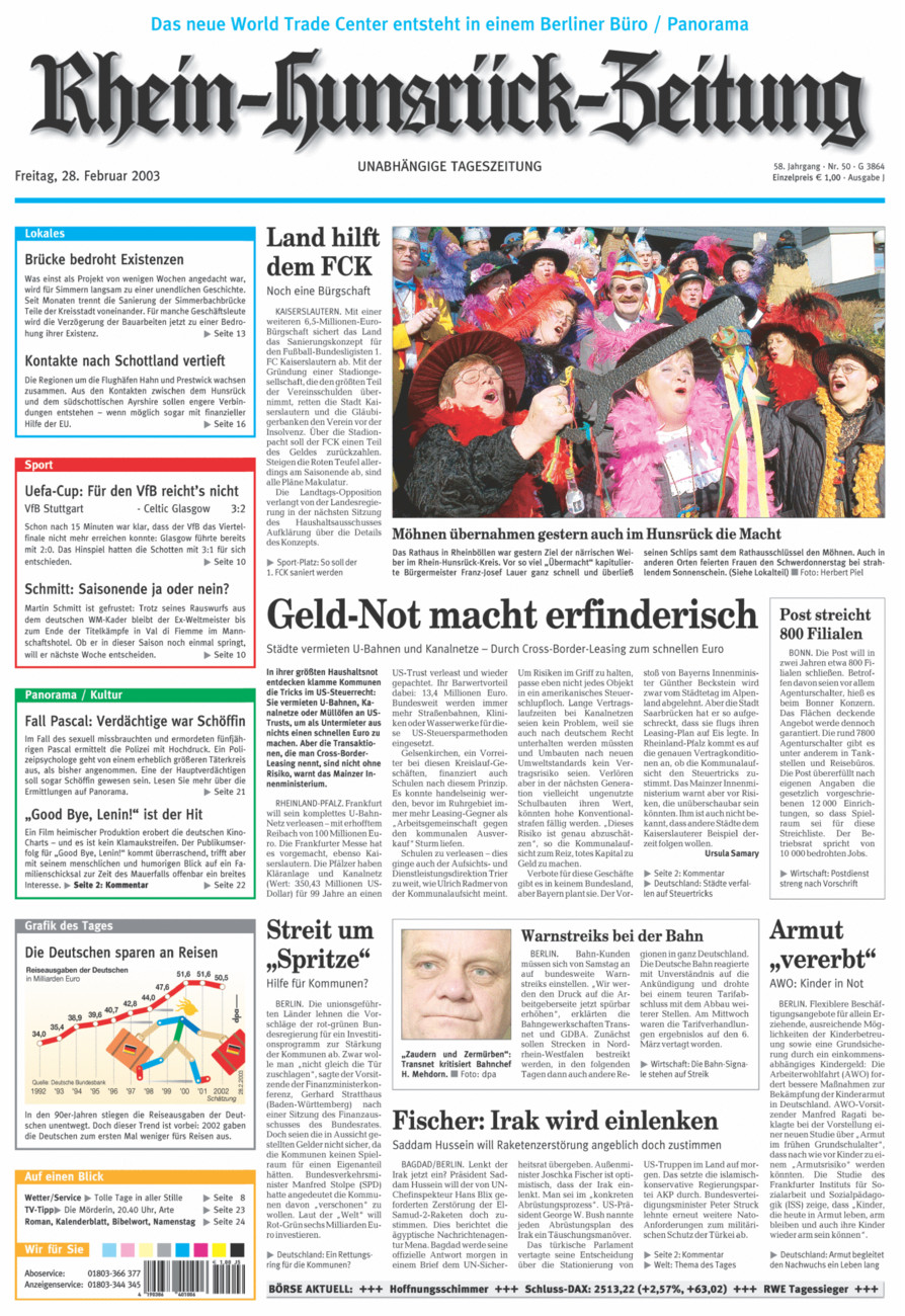 Rhein-Hunsrück-Zeitung vom Freitag, 28.02.2003