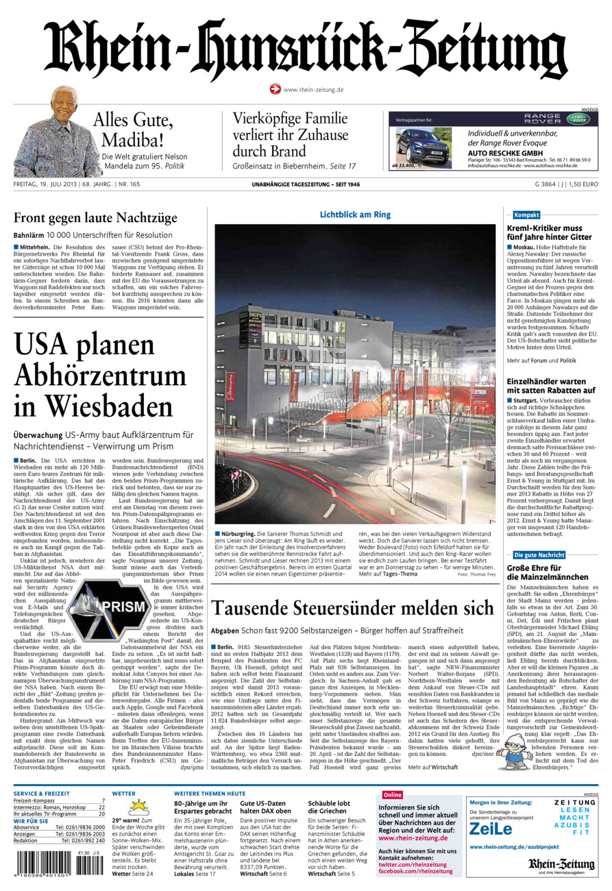 Rhein-Hunsrück-Zeitung vom Freitag, 19.07.2013