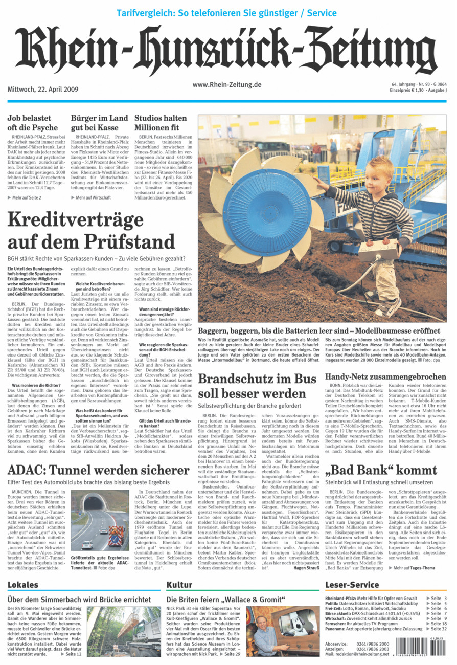 Rhein-Hunsrück-Zeitung vom Mittwoch, 22.04.2009