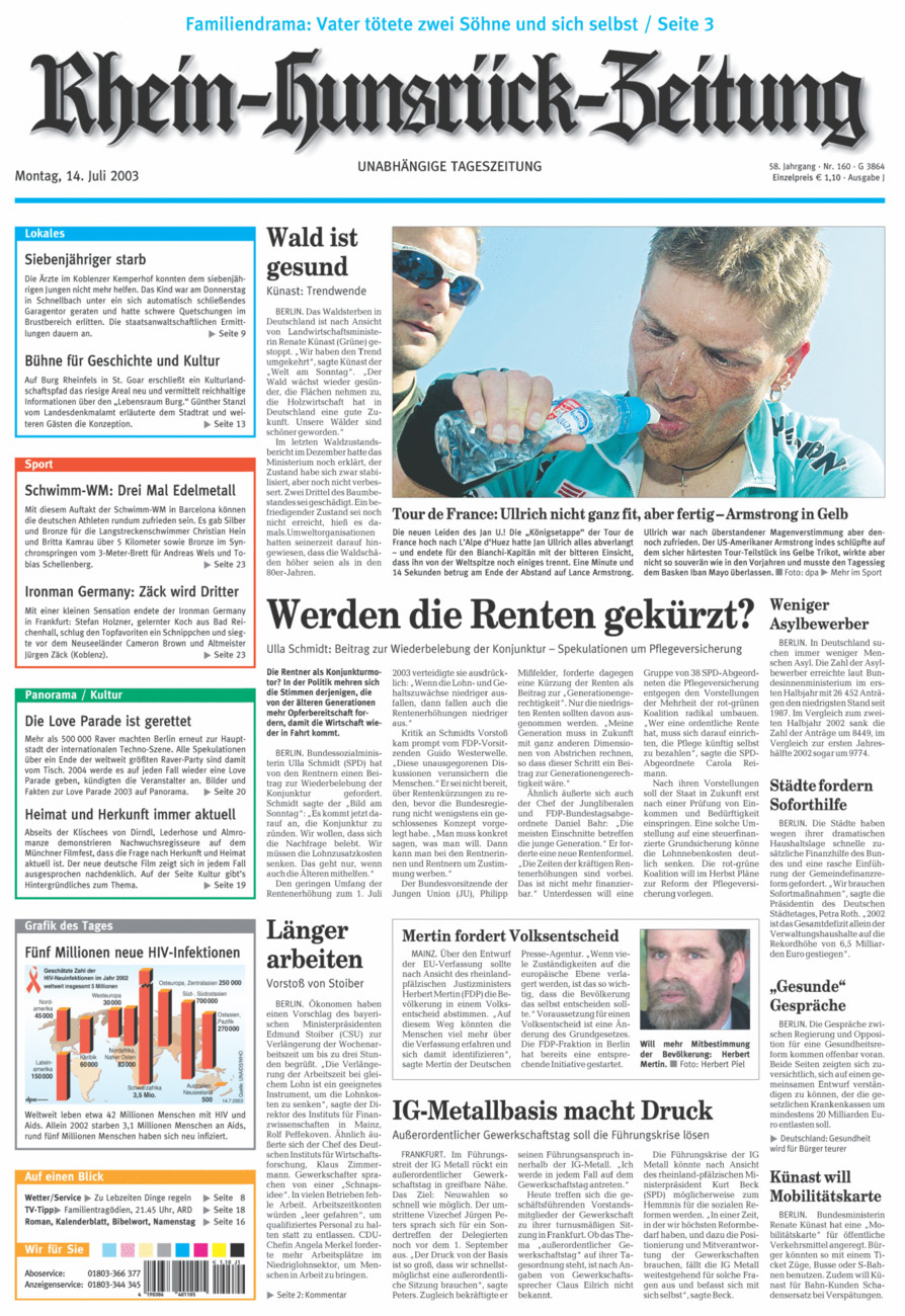 Rhein-Hunsrück-Zeitung vom Montag, 14.07.2003
