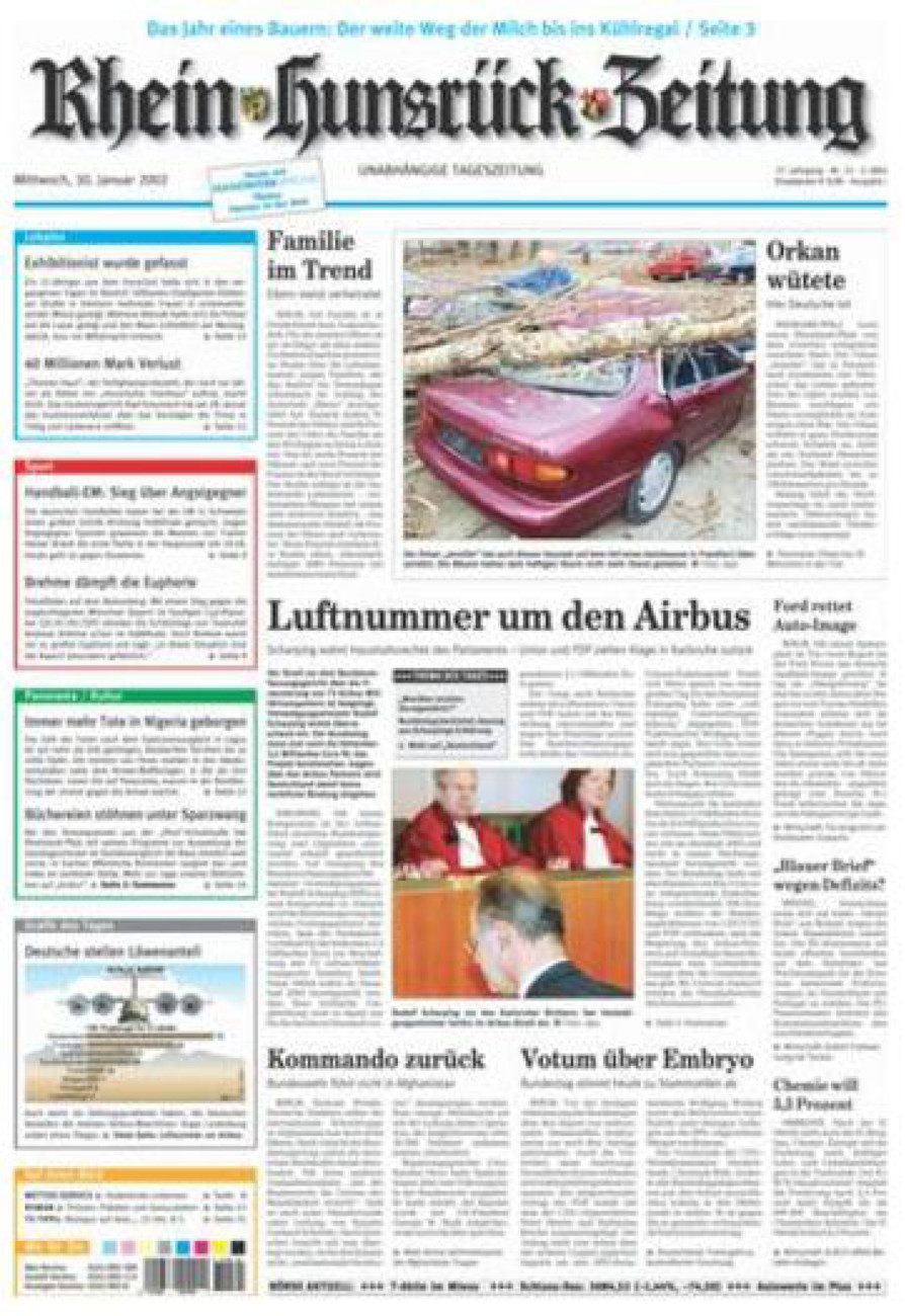 Rhein-Hunsrück-Zeitung vom Mittwoch, 30.01.2002