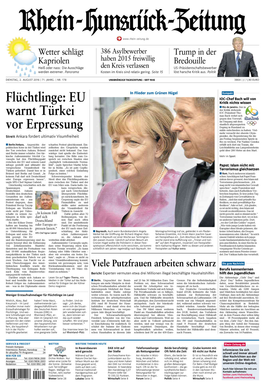 Rhein-Hunsrück-Zeitung vom Dienstag, 02.08.2016