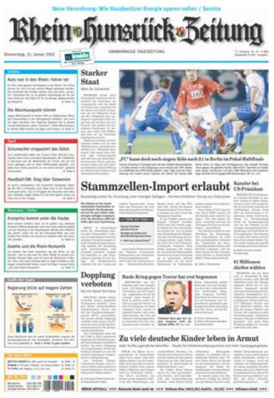 Rhein-Hunsrück-Zeitung vom Donnerstag, 31.01.2002
