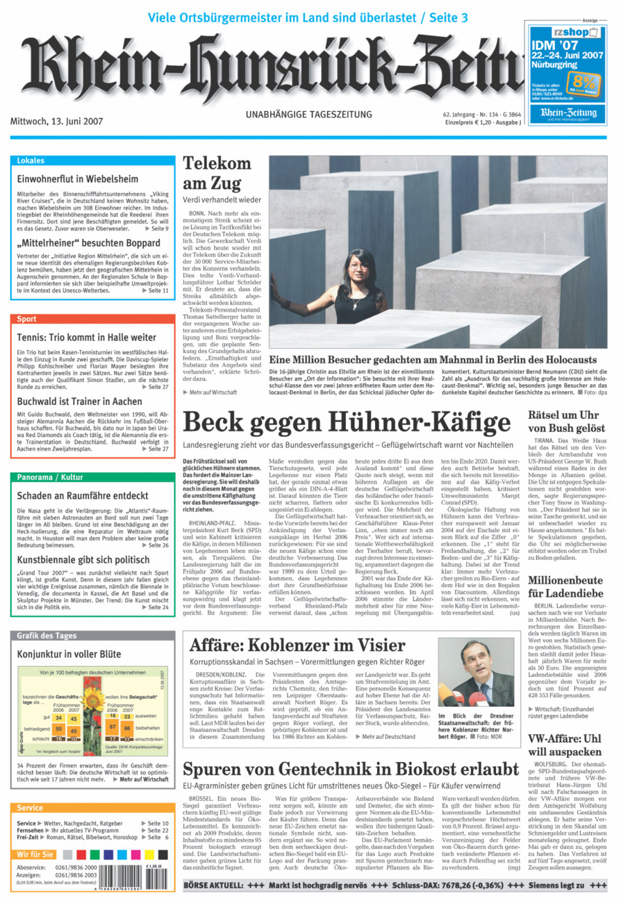 Rhein-Hunsrück-Zeitung vom Mittwoch, 13.06.2007