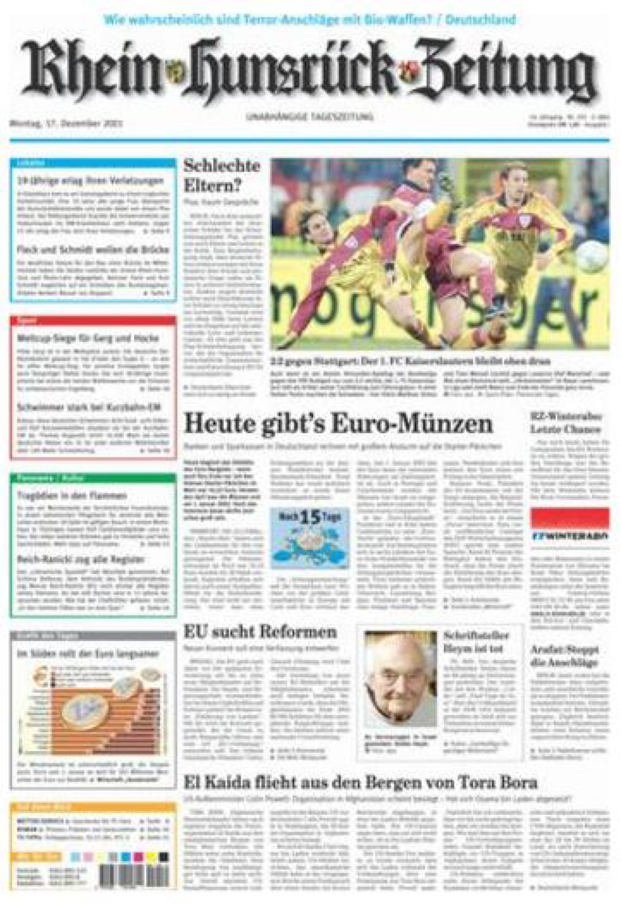 Rhein-Hunsrück-Zeitung vom Montag, 17.12.2001