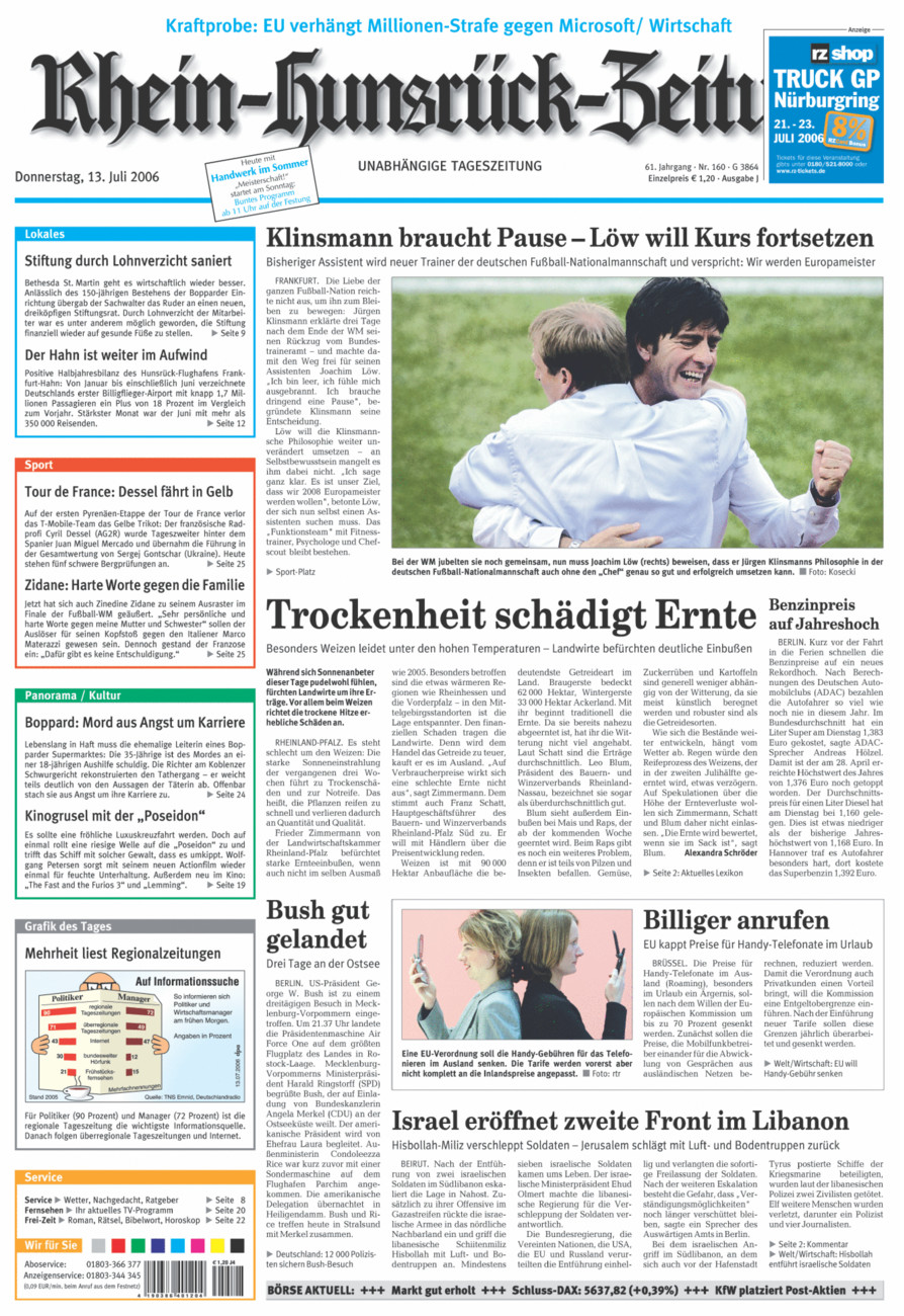 Rhein-Hunsrück-Zeitung vom Donnerstag, 13.07.2006