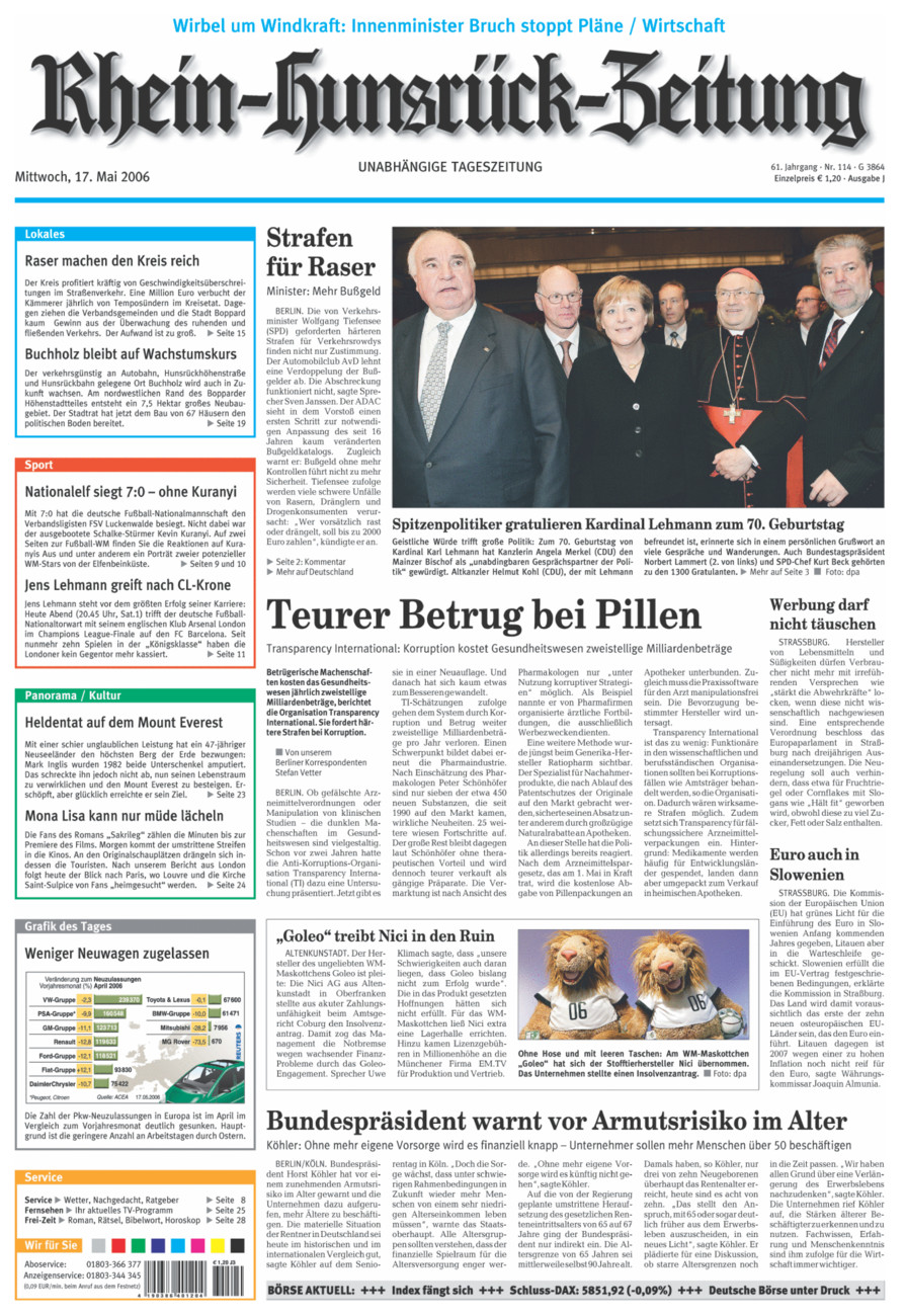Rhein-Hunsrück-Zeitung vom Mittwoch, 17.05.2006