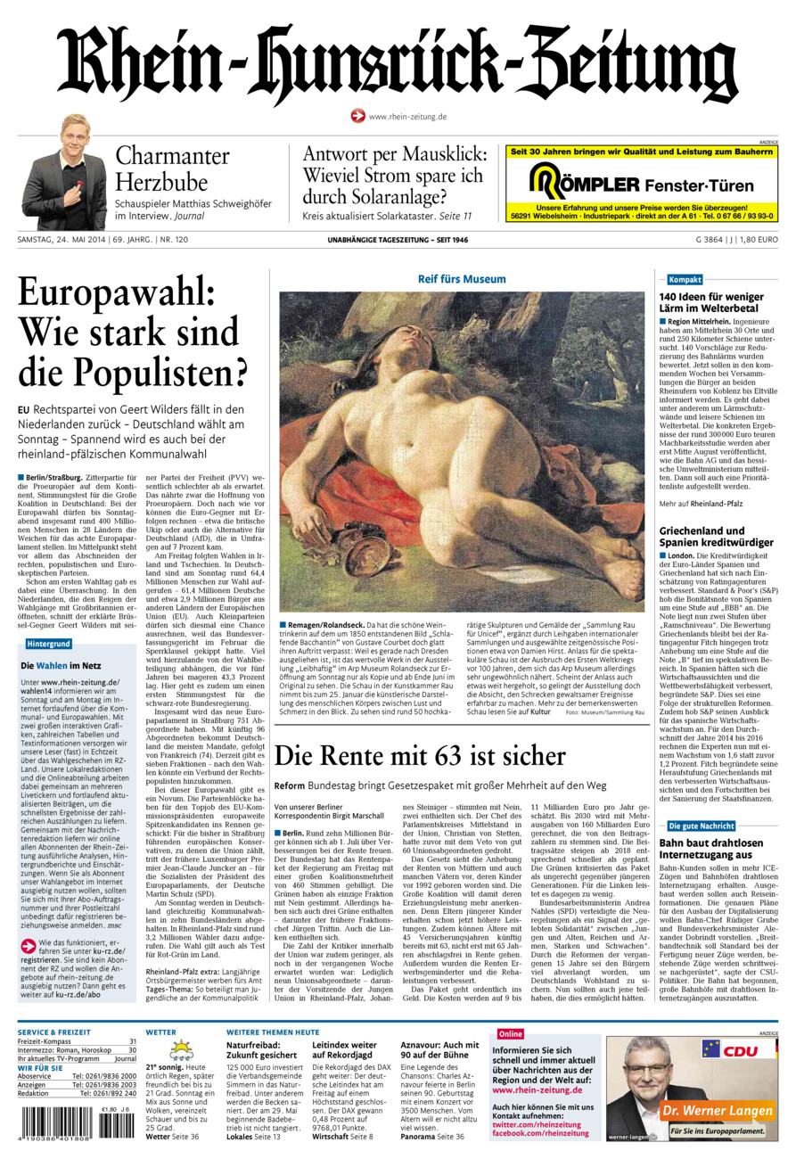 Rhein-Hunsrück-Zeitung vom Samstag, 24.05.2014