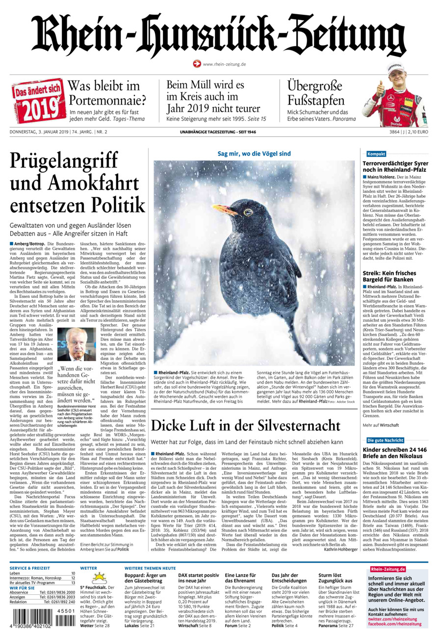 Rhein-Hunsrück-Zeitung vom Donnerstag, 03.01.2019