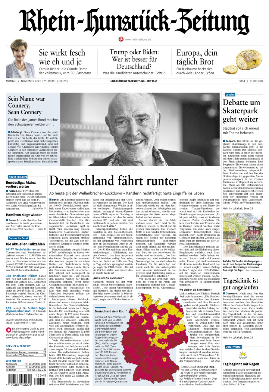 Rhein-Hunsrück-Zeitung vom Montag, 02.11.2020