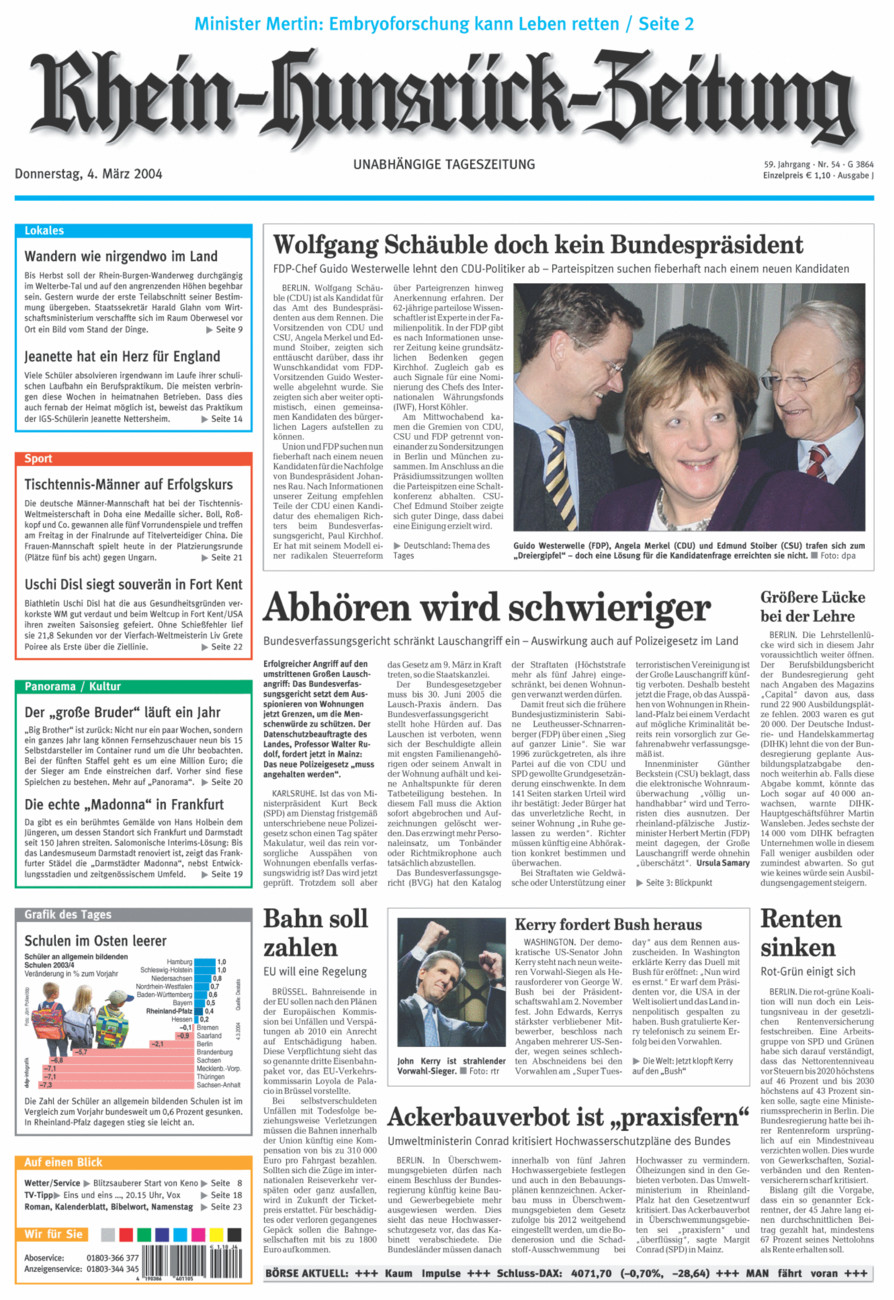 Rhein-Hunsrück-Zeitung vom Donnerstag, 04.03.2004