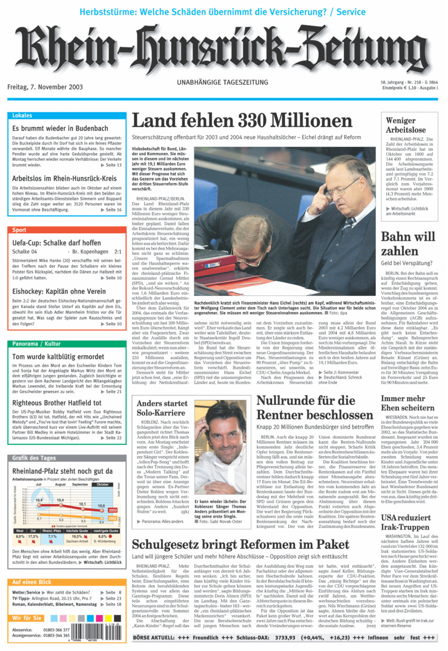 Rhein-Hunsrück-Zeitung vom Freitag, 07.11.2003