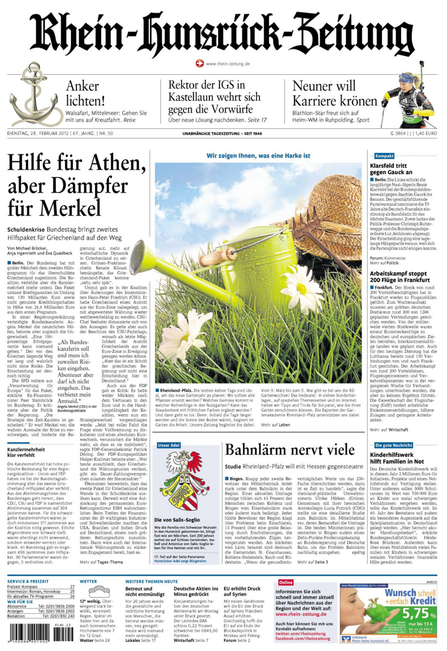 Rhein-Hunsrück-Zeitung vom Dienstag, 28.02.2012