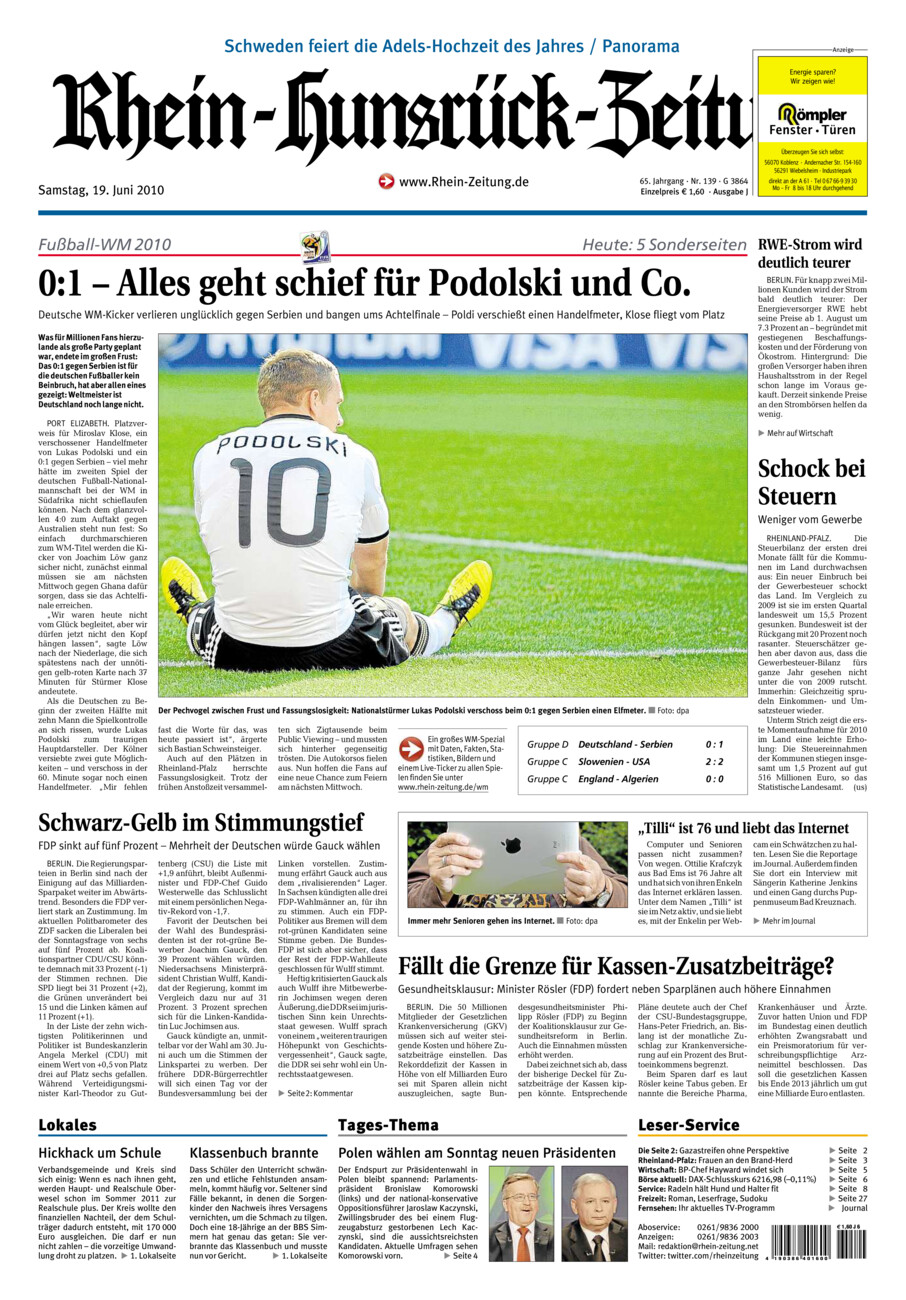 Rhein-Hunsrück-Zeitung vom Samstag, 19.06.2010