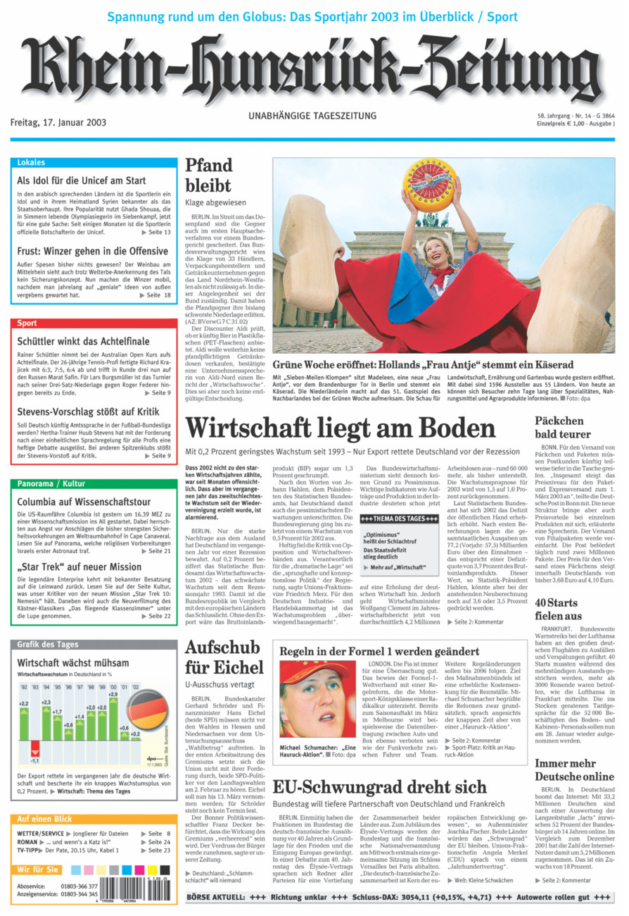 Rhein-Hunsrück-Zeitung vom Freitag, 17.01.2003