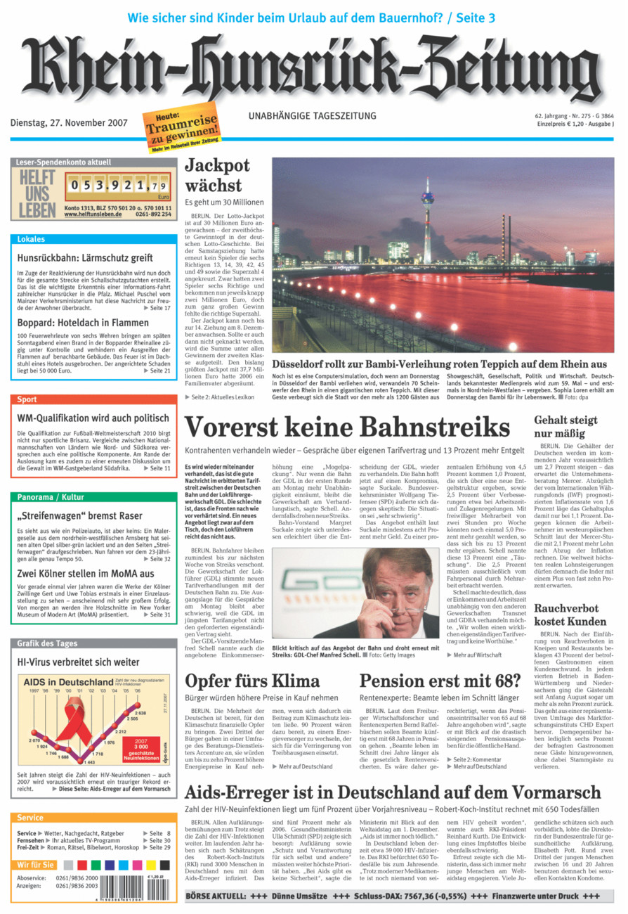 Rhein-Hunsrück-Zeitung vom Dienstag, 27.11.2007