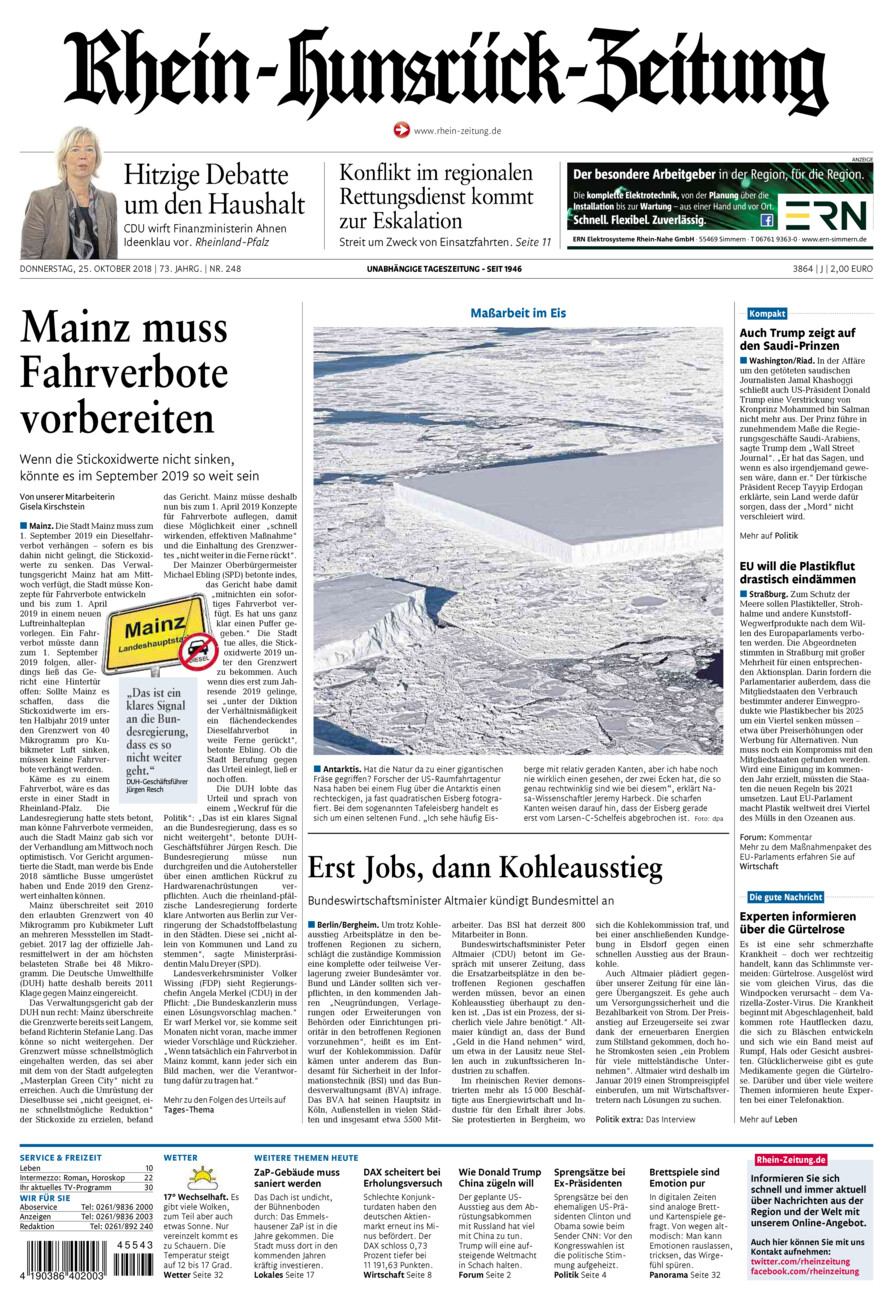 Rhein-Hunsrück-Zeitung vom Donnerstag, 25.10.2018