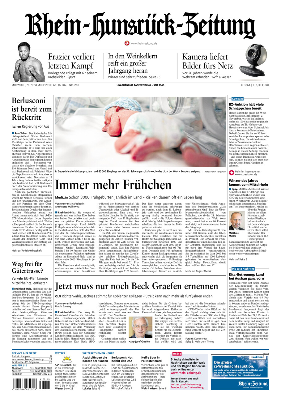 Rhein-Hunsrück-Zeitung vom Mittwoch, 09.11.2011