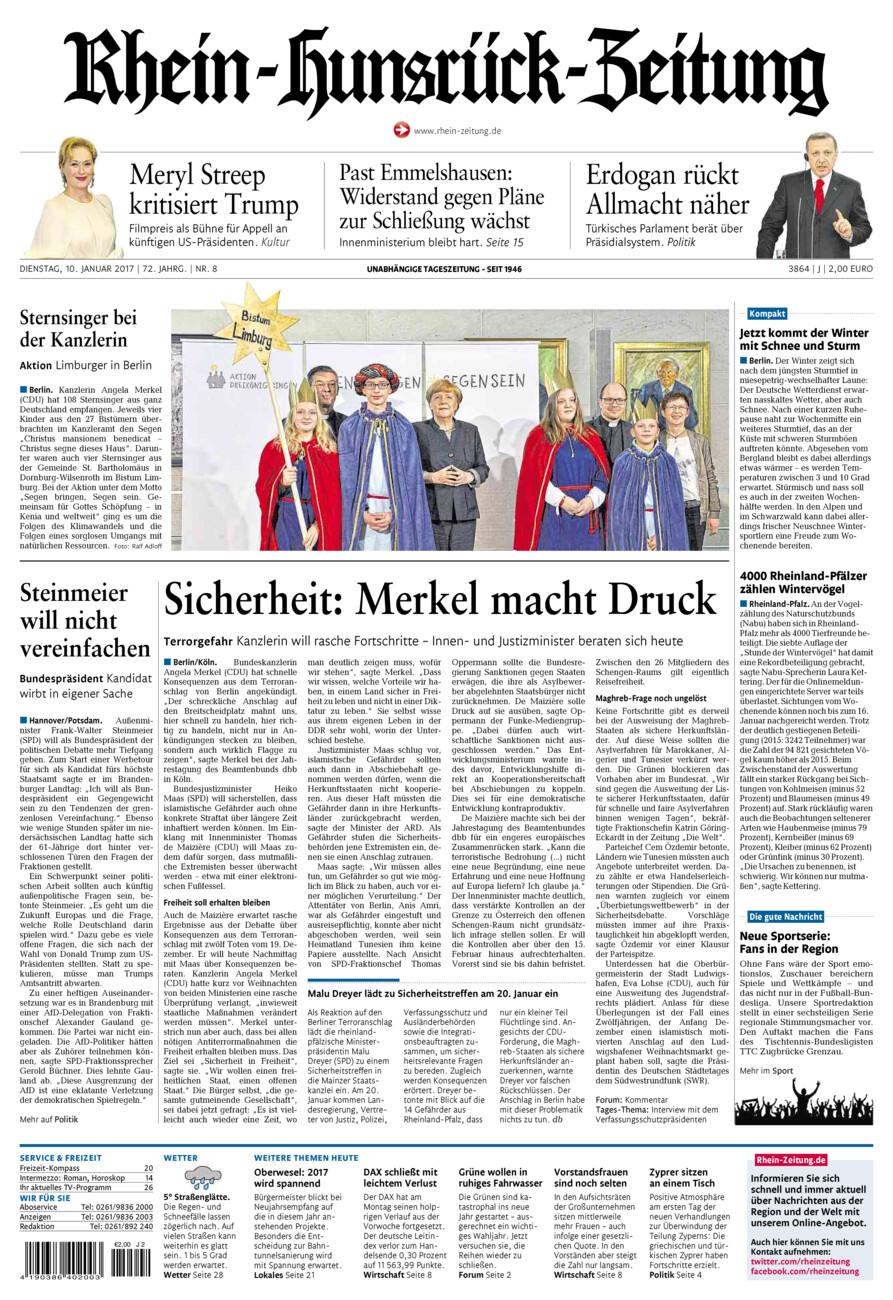 Rhein-Hunsrück-Zeitung vom Dienstag, 10.01.2017