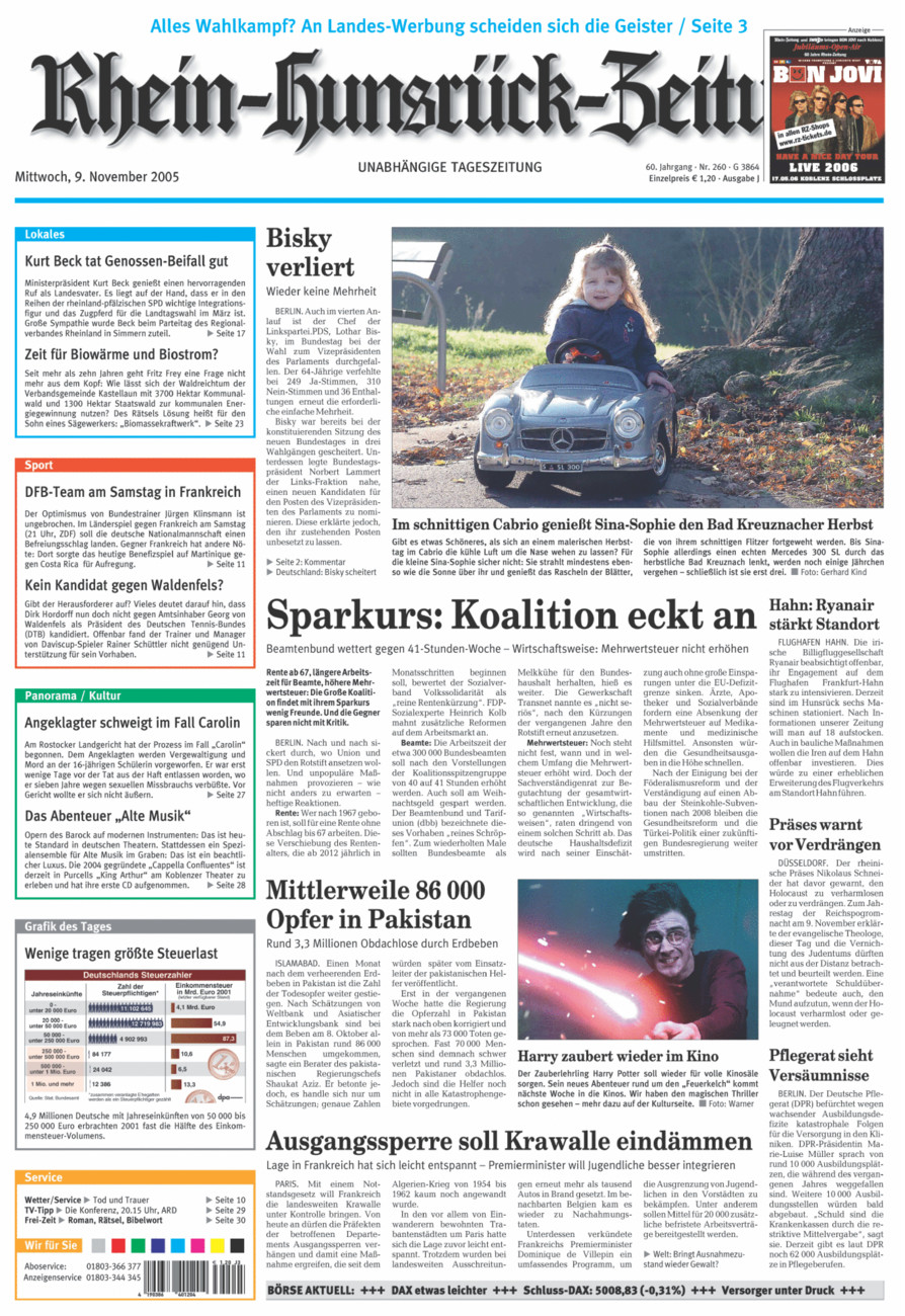Rhein-Hunsrück-Zeitung vom Mittwoch, 09.11.2005