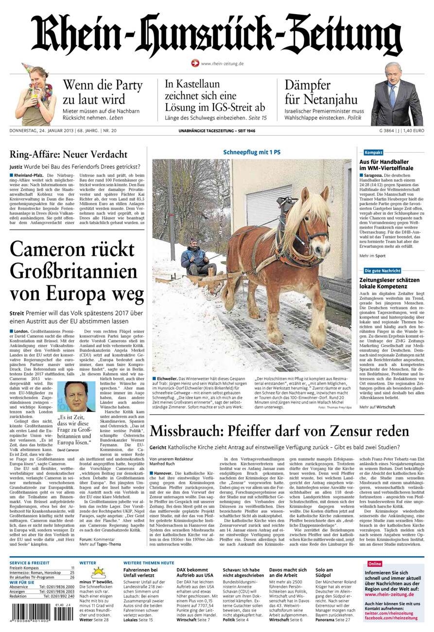 Rhein-Hunsrück-Zeitung vom Donnerstag, 24.01.2013