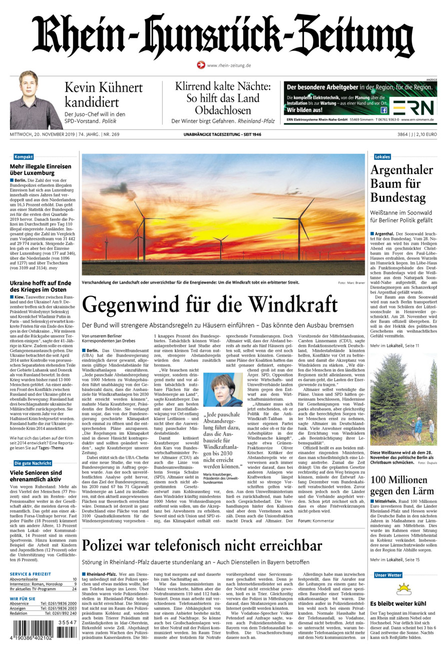 Rhein-Hunsrück-Zeitung vom Mittwoch, 20.11.2019
