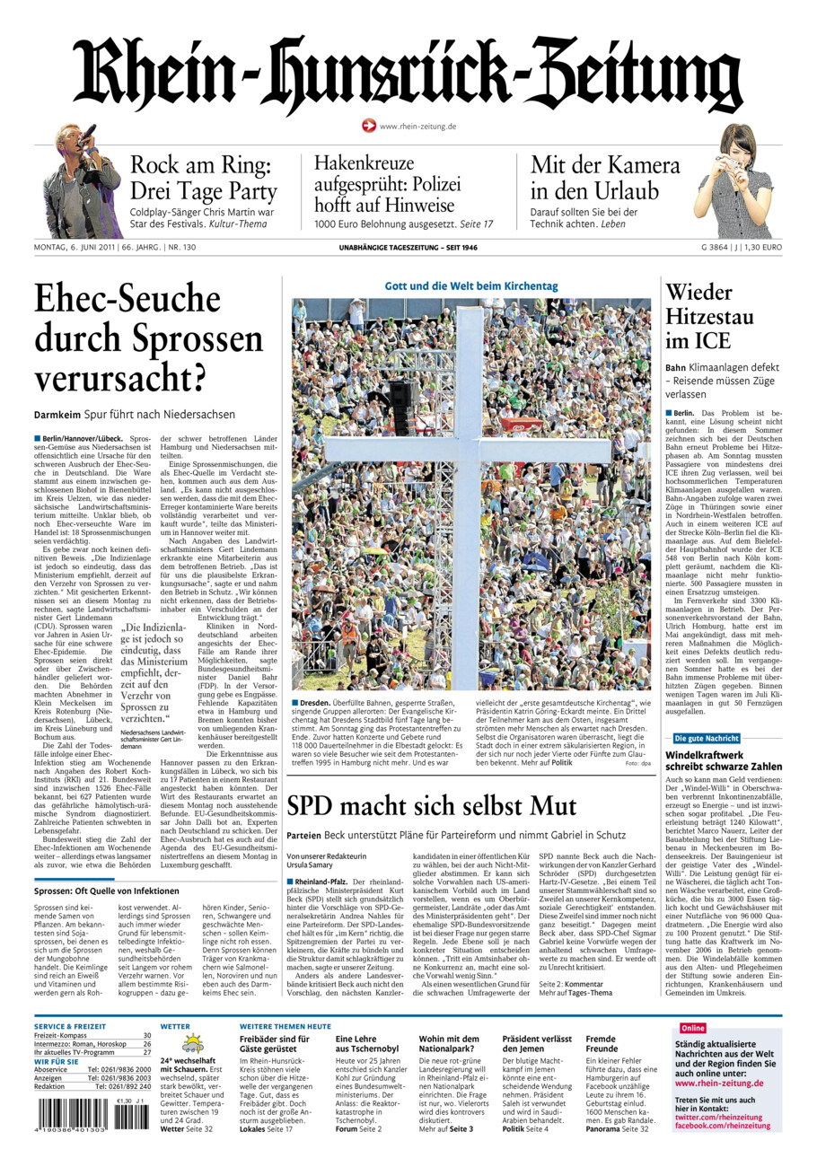 Rhein-Hunsrück-Zeitung vom Montag, 06.06.2011